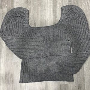 Square neck Leg-of-mutton sleeve sweater